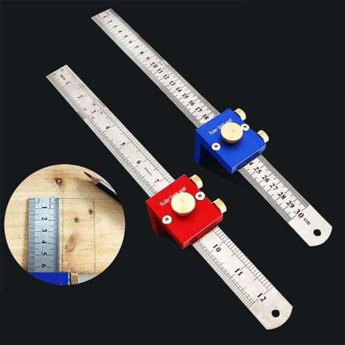 12 In Woodworking Premium Metal Marking Gauge with Wooden Stop Straightedge Marking 30 Cm Marking Ruler