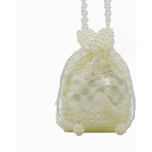 17x24CM Sweet Retro Style Women Messenger Bags Handmade Bucket Pearl Bag Drawstring Beaded Bag Bead Bag Banquet Bag a6729