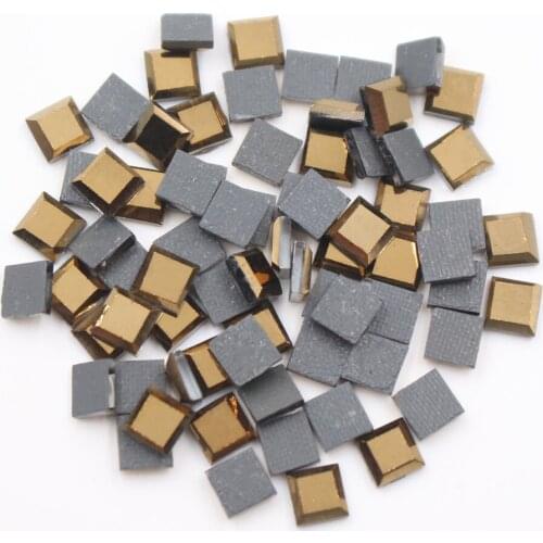200PCS Mine Gold Square Glue on Hotfix Rhinestones Crystals Glass Strass Craft Stones Iron on Rhinestones For Clothes Garment