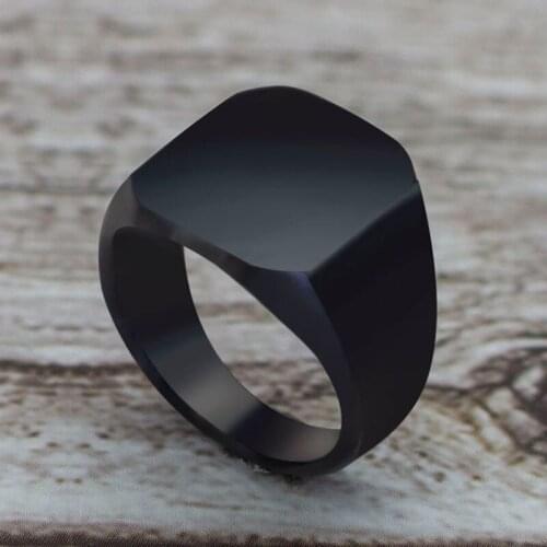 2021 Fashion Simple Style Black Square Ring Classic Ring Wedding Engagement Jewelry Men, Women, Couples, Gift,Titanium Steel