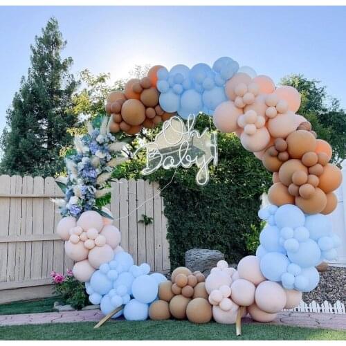 217pcs/Lot Coffee Brown Latex Balloons Garland Arch Kit Blue Skin Color Globos Birthday Wedding Party Decorations Baby Shower
