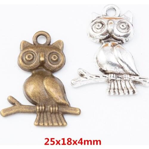 40 pieces of retro metal zinc alloy owl pendant for DIY handmade jewelry necklace making 7783