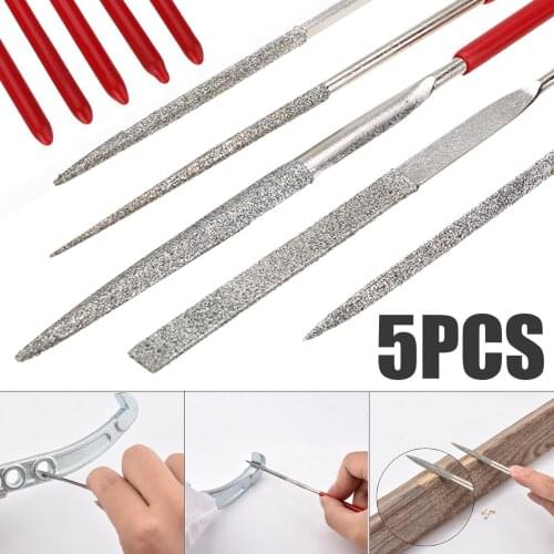 5pcs Metal Needle Files Set Mini Jewelry Diamond Glass Stone Wood Deburring Carving Craft Tool 140X3mm Hand Files Rasp Tools