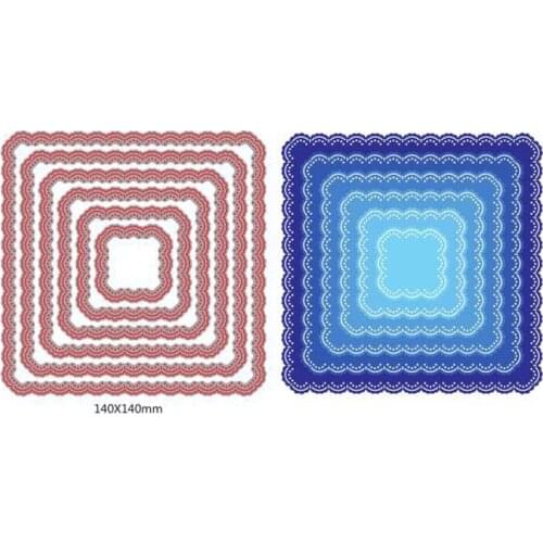 6pcs/Set Doily Edge Squares Metal Cutting Dies Stencil for DIY Scrapbooking Photo Album Embossing Paper Cards Decorative Crafts