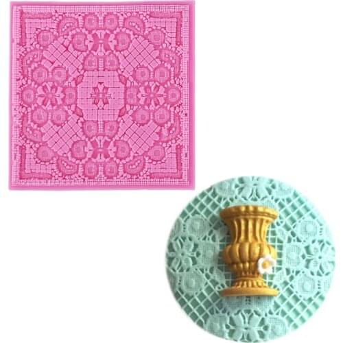 Free shipping vase lace cooking tools fondant DIY cake silicone moulds chocolate baking decoration candy Resin craft