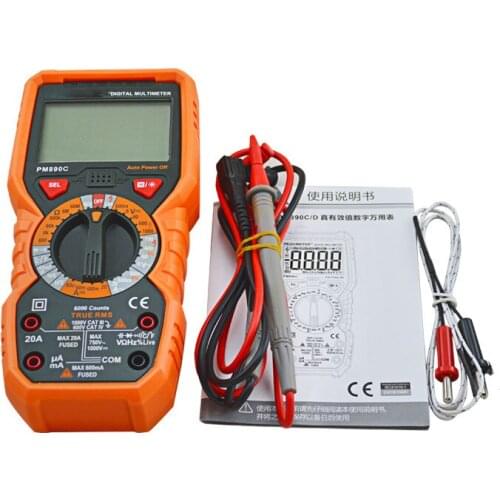 DC/AC Current Voltage Capacitance Resistance Frequency Temperature hFE NCV Line Tester Digital True RMS 6000 Counts Multimeter