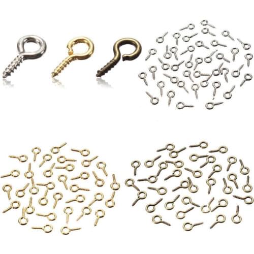 Tiny Mini Eye Pins Eyepins Hooks Eyelets Screw Threaded 8x3.5mm Jewelry Finding