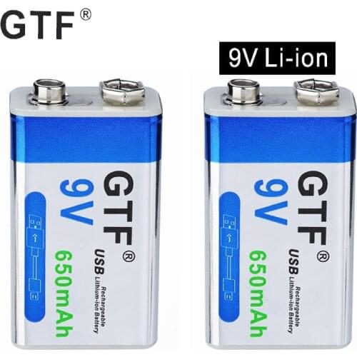 Rechargeable pylon lon lon gtf, 9 v, 6f22, 650mah, micro usb, 9 v, lithium for multi-meter, microphone, toy, remote control, ktv