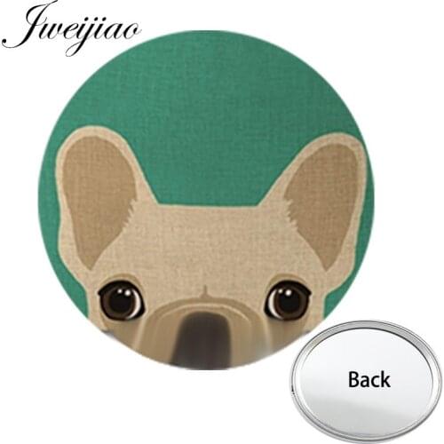 JWEIJIAO Love Pet Pug Dogs One Side Flat Mini Pocket Mirror Compact Portable Makeup Vanity Hand Travel Purse Mirror