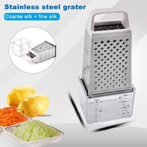 4Side Blades Vegetable Cutter with Measuring Scale Container Stainless Steel Vegetable Fruit Grater Household Slicer for Kitchen
