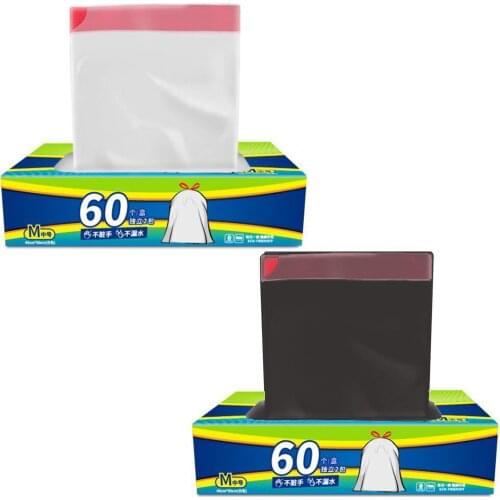 60PCS Drawstring Trash Bags Thickened No Leakage Garbage Bags Drawstring Design Not Easy to Slip Off Thicken Puncture Resistant