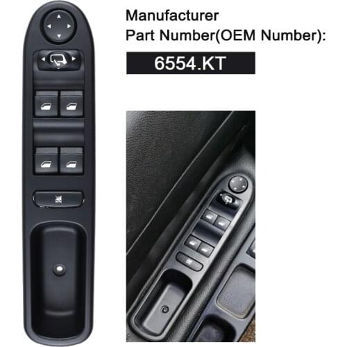 LHD Master Power Window Control Switch Electric For Peugeot 307 Break 2000-2014 307SW 2002-2014 307CC 2003-2014 6554.KT 6554KT