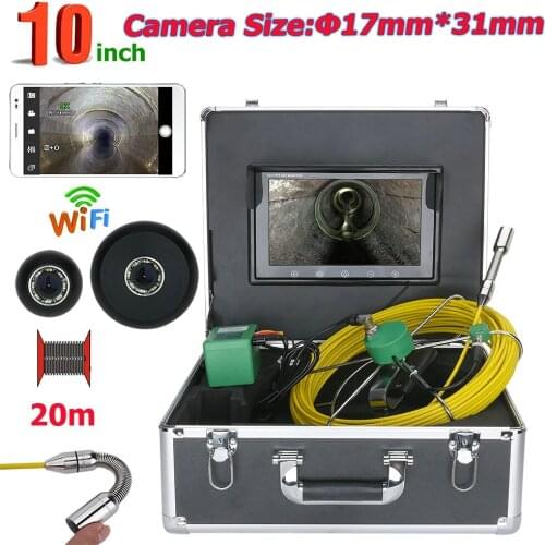 10'' WiFi Wireless 17mm Industrial Pipe Sewer Inspection Video Camera IP68 Waterproof Drain Pipe Sewer Inspection Camera System