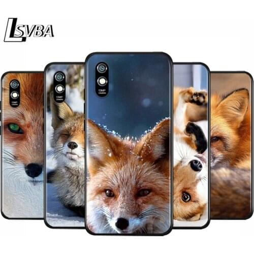 Anti-Fall Soft Black Cover Cute Snow fox For Xiaomi Redmi 10X 5G 9C 9A 9 K20 8A 8 7A 7 S2 6A 6 Matte Phone Case