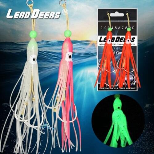 10pcs/lot Rubber Squid Skirts Slow Jig Hooks Luminous Octopus Soft Fishing Lures Mix Color Sea Fishing Tackle Jigging Bait Hooks
