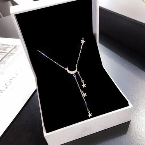 Romantic Sweet Star Moon Tassel Pendants Necklaces For Women Fashion Cute Party Jewelry Accessories Good Gift