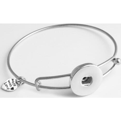 Made with love 18mm snap button Bangles Wholesale adjustable DIY Bracelet AA291
