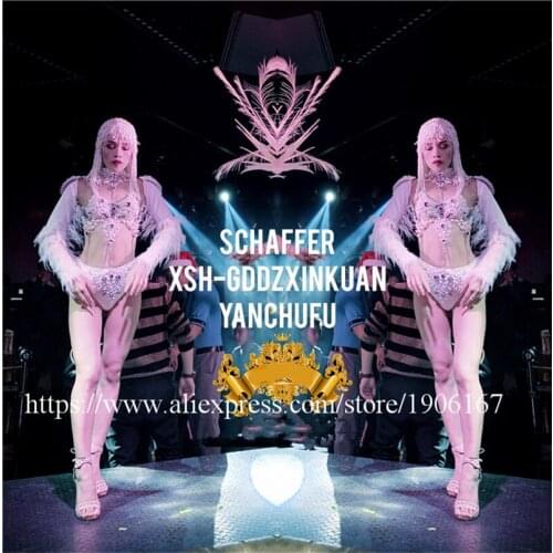 Sexy Lady Party Bikini Suit With Pearl headdress Nightclub Stage Performance Clothes Masquerade Auto Show Catwalk Costumes