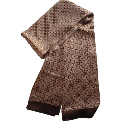 Elegant Mens 100% Silk Scarf Double Layer Long Neckerchief Blue Red Brown