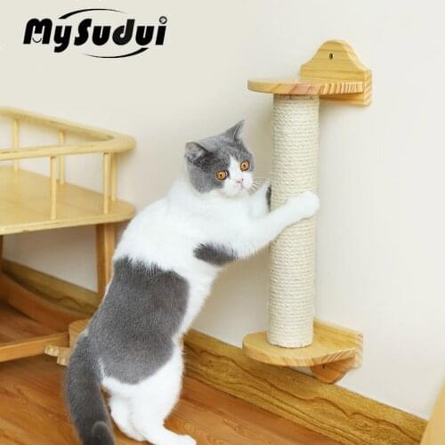 Sisal Wall-Mounted Cat Scratching Post On The Wall Cage For Cats Climbing Play Cat Wall Furniture Kitten Scratchers Board Toys