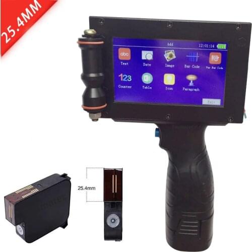 25.4mm QR Bar batch code variable date variable number logo expiry date lable portable hand jet handheld thermal inkjet printer
