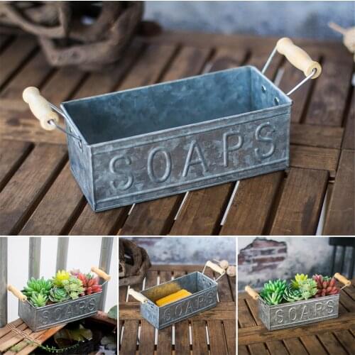 Vintage Succulent Basket Planter Metal Flower Pot Garden Plant Pot Decorative Vintage Planter Zinc Coat Bucket Patio Decor