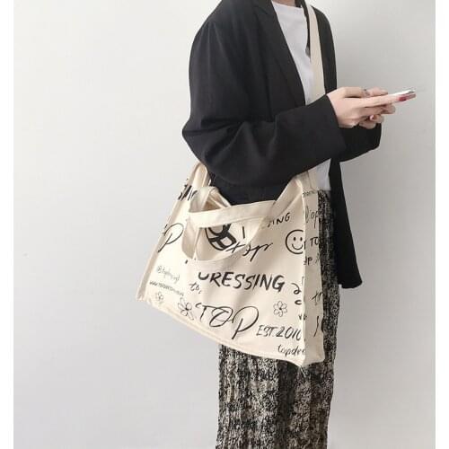 Cartoon Print High-quality Large-capacity Handbags For Women Schoolbags For Teenagers Casual Canvas Women Shoulder Crossbody Bag