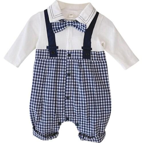 Baby Boy One Piece Rompers Newborn Cotton Jumpsuit Infant Photo Show Jumper Babi Long Sleeve Jumpsuit Plaid Playsuits
