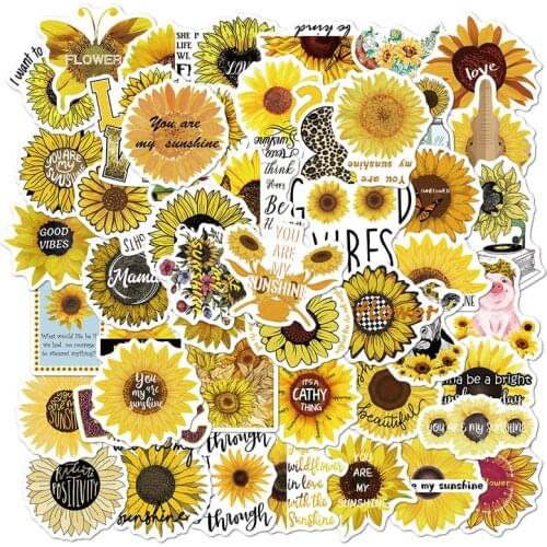 10/50pcs Summer Plant Beautiful Sunflower Stickers for DIY Stationery Laptop Decal Skateboard Guitar Helmet Sun Flower Sticker