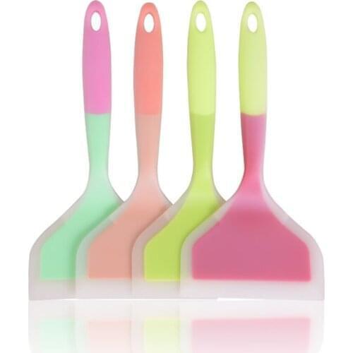 10 Pcs Silicone Spatula Wide Turner Pancakes Fried Shovel Tamagoyaki Omelette Pan Turners Kitchen Scraper Wholesale X2