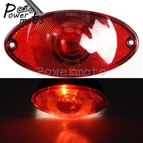 12V Motorcycle Black Cat Eye Taillight Lucas Style Brake Stop Lamp License Plate Light Red Lens For Harley Softail Cafe Racer
