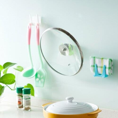 2PCS Plastic Kitchen Home Pot Pan Cover Shell Cover Sucker Tool Bracket Storage Rack Sponge Spoon Storage Organizer Kitchen Tool