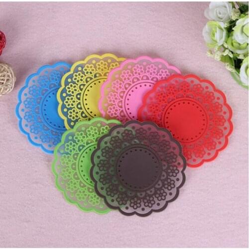 200 creative wedding sweet retro translucent silicone pad insulated hollow lace coasters wedding gifts
