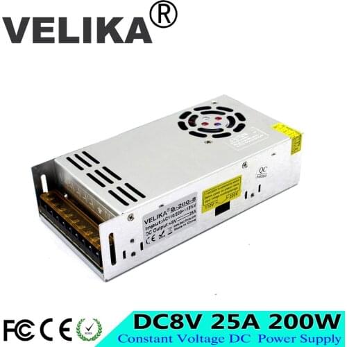 200W 8V 25A Small Volume Single Output Switching power supply for LED Strip CNC 3D Print CNC CCTV TV AV Motor Display Screen