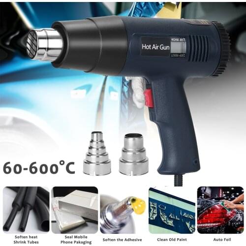 2000W Portable Digital Display Electric Hot Air Machine Handheld Dual Wind Speed Stepless Thermostat Film Heating Hot Air Power