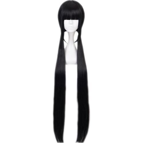 2021 Anime Danganronpa V3 Harukawa Maki Long Straight Black Cosplay Wig With Bangs Synthetic Hair Halloween Party Wigs For Women