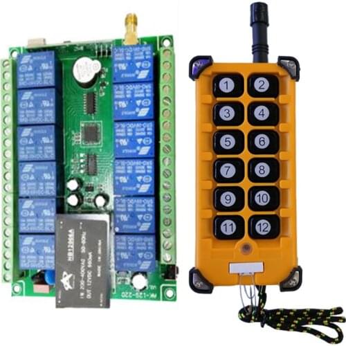 3000m AC220V 12CH Radio Controller RF Wireless Remote Control Overhead travelling crane System Receiver+ Numer button Remote