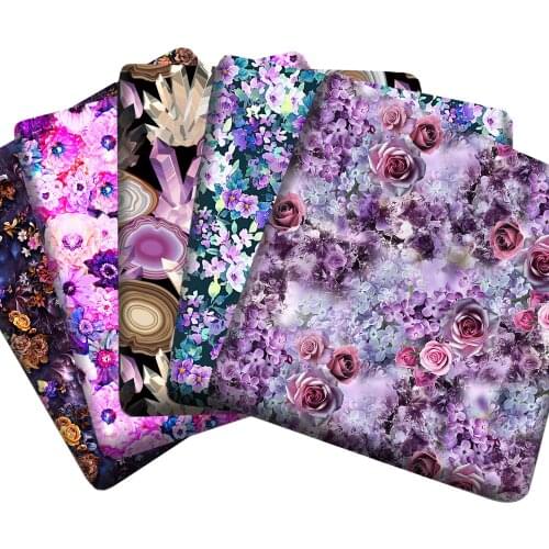 50*145cm Purple Flower Polyester Cotton Fabric for Dress Cloth DIY Tissue Kids textile Curtain Sewing Tilda Doll,c19257