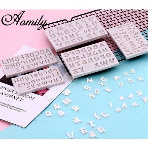 Aomily 5 Styles Art 3D Letter Fondant Silicone Mold Candle Sugar Craft Tool Chocolate Cake Mould Kitchen DIY Baking Decorating