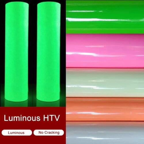 Free shipping 1 roll 50cmx50m Luminous Heat Transfer Vinyl noctilucent Heat Press Machine Tshirt Iron On HTV Printing