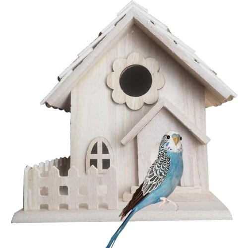 Round Hole Decorative Wooden Bird House Bird Breeding Home Great For Holiday And Home Decor Wooden Bird Cages Nests