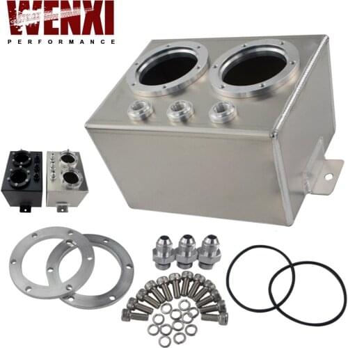 3L Dual Billet Aluminum Fuel Surge Tank / Surge Tank Without 044 Fuel Pump Silver / Black WX-TK84