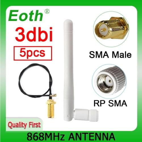 5pcs 868MHz 915MHz LORA Antenna 3dbi RP-SMA Connector GSM 915 IOT antena antenne waterproof + SMA Male /u.FL Pigtail Cable