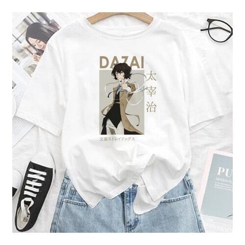 Bungo Stray Dogs Tshirt Women Men Harajuku Anime T Shirt Osamu Dazai Nakajima Atsushi Short Sleeve White Graphic T Shirts Summer