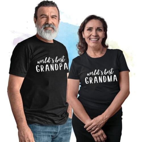 GrandMA GrandPA T Shirt Words Best Grandpa/grandma Graphic Tshirt Casual Short Sleeve Grandma Grandpa Matching T-Shirts
