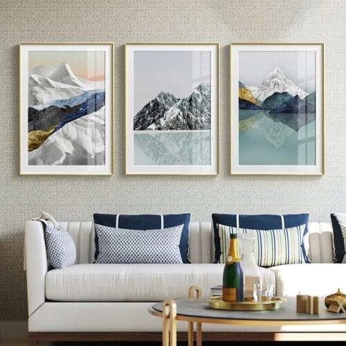 Geometric Mountain Landscape Abstract Wall Art Canvas Poster Print Nordic Decorative Picture Painting Modern Living Room Decor