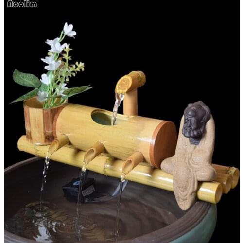 Ceramic Aquarium Bamboo Water Recycling Water Filter Ornament Bamboo Water Pipe Stone Tank Filter Office Feng Shui Crafts Gifts