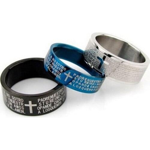 Titanium Steel Prayer Rings Bible Cross Scripture Russian Orthodox Church For Women Men Christian Jewelry