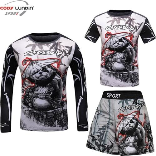 Kids Jiu Jusit Rashguard T-shirts+MMA Shorts Sets Children Boxing Clothig Bjj Boxeo Muay Thai Shorts Gym MMA Compression T-shirt