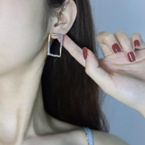 Korean Version of The New Retro Morandi Color Drip Glaze Earrings Fashion Geometric Square Earrings Trend Cold Wind Earrings